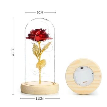 Romantický Valentín Darčeky Pre Priateľku Krásne Večný Rose LED Svetlá Šelmy Rose Sklo V Dome Party Dekor Kvety