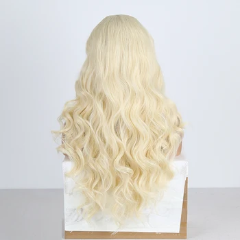 RONGDUOYI Vlastné Vysokej Teplote Vlákno Vlasy Syntetické Parochne Čipky Front pre Ženy Blonded Telo Vlna Blond Parochňu