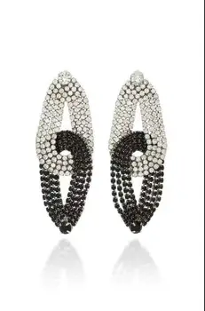 Rongho nový Crystal Uzol stud náušnice pre ženy Black/white drahokamu Geometrické náušnice femme Brincos Svadobné šperky