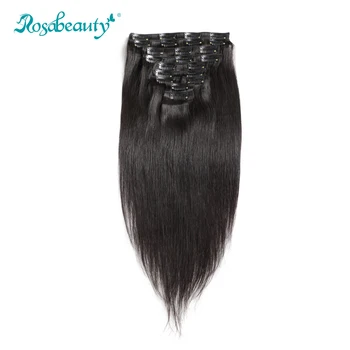 Rosabeauty Brazílsky Rovno Clip In predlžovanie Vlasov 140 G/set Ľudských Vlasov Remy Vlasy 10Pcs/set Prirodzené Farby