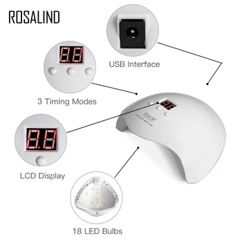 ROSALINDA 36W UV LED Lampa na nechty, USB Konektor UV Svetlo pre Nechty, Vlasy S 36 Ks Led Sušenie Nechty Lampa Manikúra Nástroje