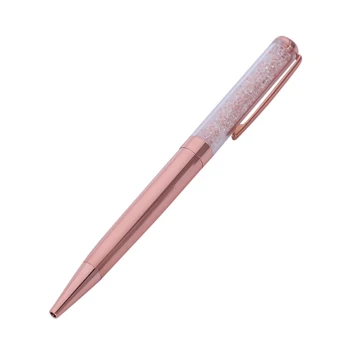 Rose Gold Pero Bling Crystal Guľôčkové Pero Čierne Atramentové Pero s 3 Extra Náplne (ružové Zlato 3 Pack)