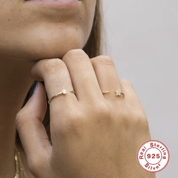 ROXI Jednoduché Nastaviteľné Otvoriť Zirkón Prstene pre Ženy, Dievčatá Klasické Tenké Anillos 925 Sterling Silver Bague Prst Prsteň Jemné Šperky