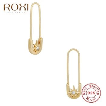 ROXI Mini Malé Pin Hviezdy Stud Náušnice pre Ženy, Dievčatá Šperky Nezvyčajné Náušnice, Piercing 925 Sterling Silver Earings Pendientes