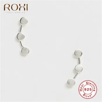 ROXI Reálne 925 Sterling Silver Náušnice Jednoduché Kolo Bodky Stud Náušnice pre Ženy Mincový striebro-šperky Brincos Ucho Horolezcov