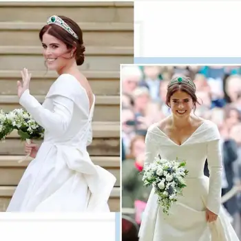 Royal Vintage Zelená Drahokamu Opal Koruny Svadobné Headdress Princezná Diadem Crystal Tiaras Svadobné Vlasové Doplnky Šperky