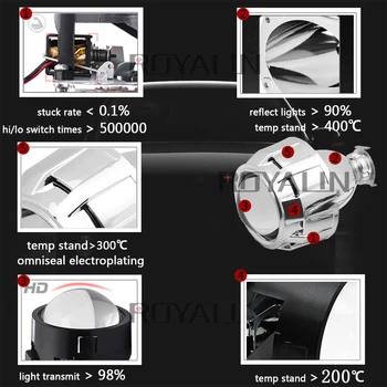 ROYALIN 2,5 palca Mini Bi Xenon HID Projektor Svetlometu Šošovky Retrofit Fit H4 H7 Auto čelová Lampa W/ Hradlovanie Zbraň Upínadlá