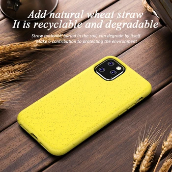 Rozložiteľné Pšeničnej Slamy Mobilný Telefón puzdro Pre iPhone 7 8 X XR 11 12 Mini Pro Max Matné Soft Shell Ochranné Puzdro Kryt