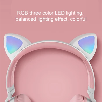 Roztomilé Mačka Ucho Bezdrôtová LED Svetlo Svietiť, Headset Dievča Slúchadlá Slúchadlá Ľahká Bezdrôtová LED Svetlo Headset Cute Cat