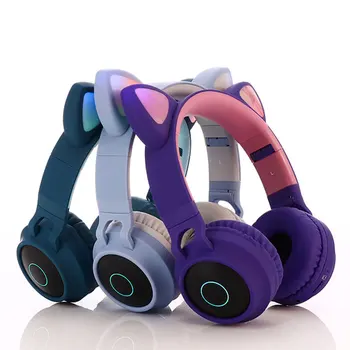 Roztomilé Mačka Ucho Headset Bluetooth 5.0 Hudbu Stereo Bass Slúchadlá, LED Svetlo, Mobilné Telefóny Dievča, Dcéra Headset Dary