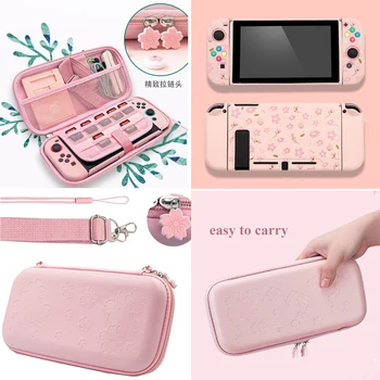 Roztomilé Ružové Sakura prenosný Úložný Vak Cestovné puzdra Kryt pre Nintendo prepínač hra Príslušenstvo+TPU prípade