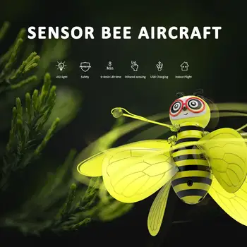 Roztomilý Kreslený Bee Lietadlo Infračervené Gesto Snímanie Hračka Krytý Vzdelávacie Lietajúce Hračka Drone S Led Svetlá A Flexibilné Čepele