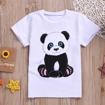 Roztomilý Nové detské T-shirt Kawaii Panda Chlapec A Dievča, T-shirt Harajuku Cartoon Dizajn Deti T Tričko okolo Krku Biele Dieťa T-shirt