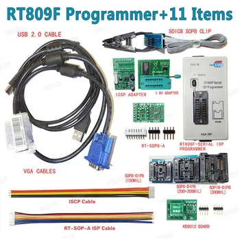 RT809F Sériové ISP Programátora Nástroj +11 Položiek +1.8 Adaptér +SOP8 Test Klip +ISP kábel EPROM a FLASH VGA ISP Doprava Zadarmo