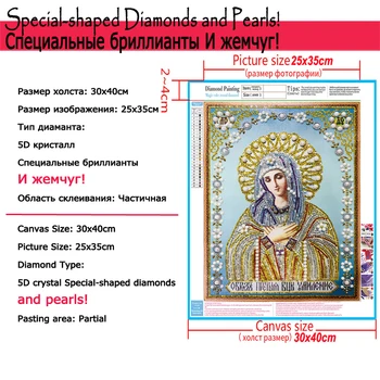 RUBOS DIY Diamond Maľba Ikony Theotokos Jeruzalema Náboženstvo Diamond Výšivky 5D Veľké Guľôčky Perly, Sklenené Mozaiky 3D Crystal Predaj