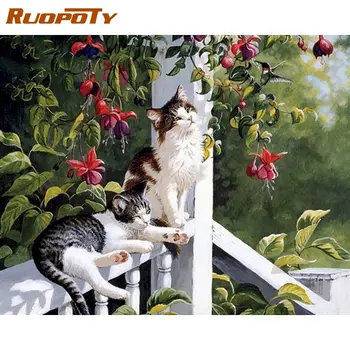 RUOPOTY Mačka Zvieratá DIY Maľovanie Podľa Čísel, Akryl Kaligrafie Maľby Nástenné Art Obraz Pre Domáce Dekorácie