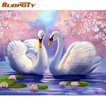 RUOPOTY Swan Zvieratá DIY Maľovanie Podľa Čísel Moderné Kaligrafie Maľovanie Domáce Dekorácie Jedinečný Darček Wall Art Obrázok