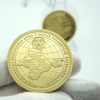 Ruskej Federácie prezident Vladimir Vladimirovich Putin mince Krymská Mapu Pozlátené mince