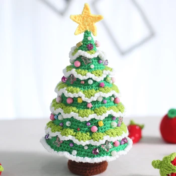 Ručne háčkované vianočný stromček a apple vitrín Fotografie Prop Ručne Pletené Hračky, Vianočné darčeky pre Deti