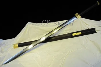 Ručne kované svraštit zložené ocele čepeľ Čínsky Longquan Meč octahedral han meč Vysoko Kvalitnej Medi Príslušenstvo eben Prezervatívy