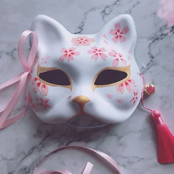 Ručne maľované Mačka deväť-tailed Fox Maska Natsume Knihy Priateľov Buničiny Polovicu Tváre Halloween Cosplay Zvierat Strany Hračky Pre Ženy
