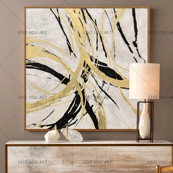 Ručne vyrábané 1 kus zlaté Kruhy modernej súčasnej abstraktné olejomaľba na plátno na stenu umenie fotografie pre obývacia izba domova