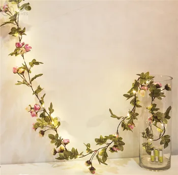 Ručné 10M Kvet, list garland batérie pracovať Medi LED víla string svetlá pre rustikálne svadobný veniec letná party podujatia