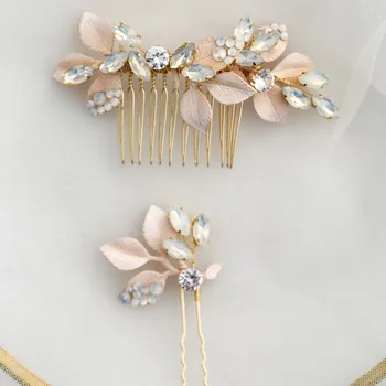 Ručné Opal Crystal Vlasy Hrebeňom Svadobné Pin Opustiť Svadobné Headpiece Ženy Vlasy Ornament Príslušenstvo
