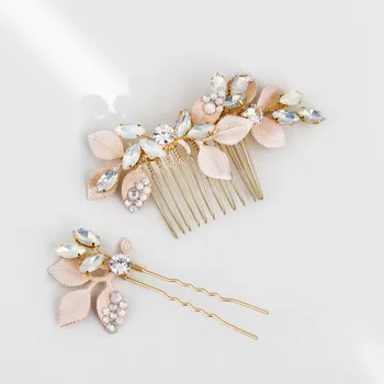 Ručné Opal Crystal Vlasy Hrebeňom Svadobné Pin Opustiť Svadobné Headpiece Ženy Vlasy Ornament Príslušenstvo