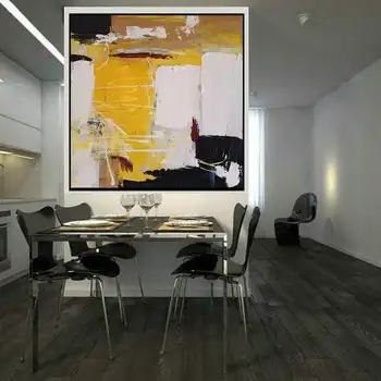 Ručné Plátno Na Maľovanie Žltá Umenie Moderný Minimalistický Dekoratívne Maľby Office Maľovanie Veľké Veľkosti Obrázkov Pre Home Design