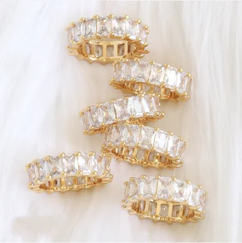 Ručné Pripraviť Námestie Radiant cut-Diamond Kapela Krúžok Luxusné 14K zlata, Zásnubné Koktail snubné Prstene pre Ženy, mužov, šperky