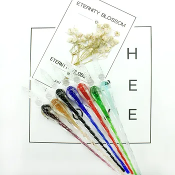 Ručné tvorivé fluorescenčné dip pero dip perá darček pero nové sklo krištáľové sklenené svietiace pero darčekovej krabičke
