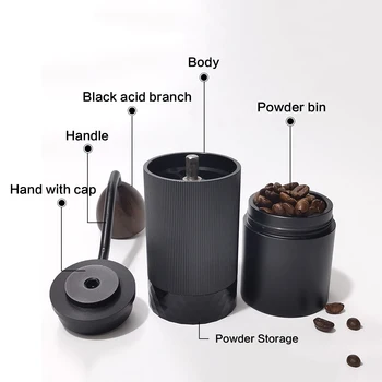 Ručný Mlynček na Kávu,Titán Kužeľovej Burr Brúska Nastaviteľné Nastavenie Prenosné Ručné Kľuky Coffee Bean Mlyn na Kávu Darček