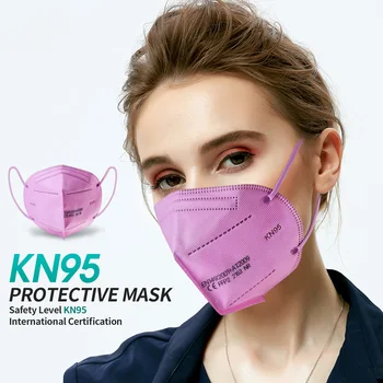 Ružová FFP2 KN95 pleťová Maska Mondkapjes 5 Vrstiev Ochranné opakované použitie Filtra v Ústach Dýchacie Masky Proti Prachu Mascarilla tapabocas