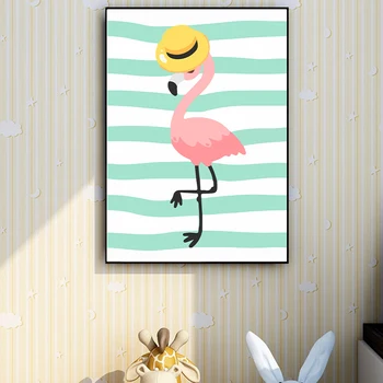 Ružové Plameniaky Užite Si Plátno Na Maľovanie Detská Izba Plagáty Cartoon Zvieratá Nordic Tlač Wall Art Obrázky Detská Izba Domáce Dekorácie