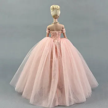 Ružové Svadobné Šaty Pre Bábiky Barbie Princezná Večer Party Oblečenie Nosia Dlhé Šaty Bábiky Oblečenie Pre Barbie Domček Pre Bábiky