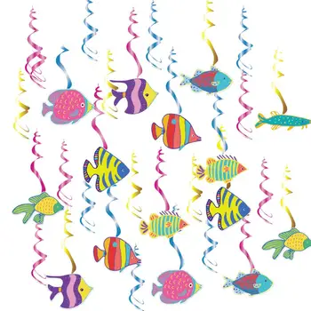 Ryby Swirls Visí Dekor Honeycomb Pod Morom Morská Víla Narodeninovej Party Dekorácie, Detské Sprcha Strana Dodávky