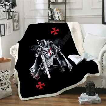 Rytieri Templar Deka 3D vytlačené Sherpa Deka na Posteľ bytového Textilu Snového bytové DOPLNKY štýl-1