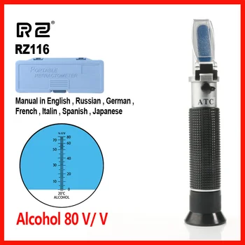 RZ Refraktometer Alkoholu Alcoholometer meter Hustomer koncentrácia duchov tester 0~80%V/V ATC Ručný Nástroj Refraktometer