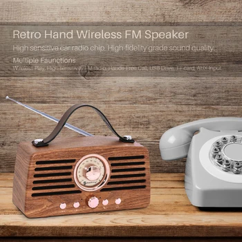 Rádio NR4013 Retro Stroj Bezdrôtové Bluetooth Reproduktor, Subwoofer, Prenosné Prenosné Basy póry Dreva Reproduktorov MP3