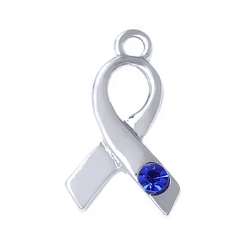 Ródium-á kovové pásky kúzlo drahokamu crystal prívesok v rôznych farbách zvýšiť povedomie o rakovine prsníka dúfam, že šperky