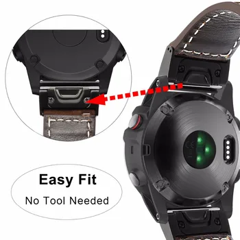 Rýchle Jednoduché Nosenie, pravá Koža Watchband 26mm pre Garmin Fenix 5X/3/3-LR Sledovať Kapela z Nehrdzavejúcej Ocele Sponou Pásik na Zápästí Náramok
