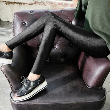 S-4XL Nové Jar Jeseň Roku 2019 Módne Faux Kožené Sexy Tenké Čierne Legíny Calzas Mujer Leggins Legíny Tvárny Plus Veľkosti 4XL