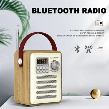 S Antény, Digitálne Hodiny, Domov Retro Vonkajšie TF Karty Mini Rádio FM Prijímač LED Displej USB Nabíjateľné MP3 Bluetooth Reproduktor
