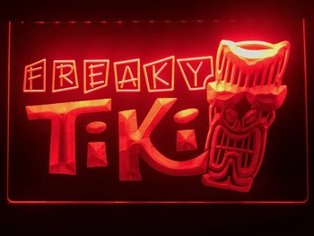 S092 Freaky Tiki Bar Mask Krčme Pivo Led Svetelné Znamenie