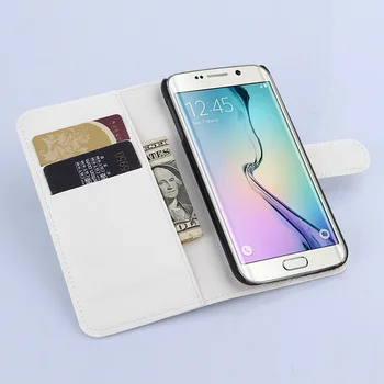S6Edge Kože Flip puzdro pre Samsung Galaxy S6 Okraji G9250 Peňaženky Karty Stentu Prípadoch Lichee Vzor Kryt čierny Prípade 6s SM 6 G925