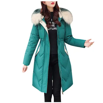 SAGACE Žien s kapucňou kožušiny golier, dlhé rukávy jednofarebné bavlnené winer Multi-farebné módne 2020 nové módne hot predaj