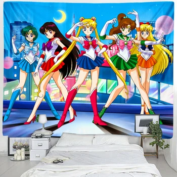 Sailor Moon Gobelín Anime Kawaii Izba Macrame Stene Visí Macrame Dekorácie Pre Ženy Ubytovni, Spálne, Bytové Doplnky