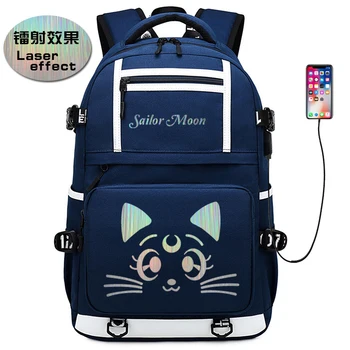 Sailor Moon Luna Mačka Ženy Roztomilý Batoh Plátno Školské Tašky pre Dospievajúce Dievčatá Kawaii Bookbag Notebook Batoh Cestovné Bagpack
