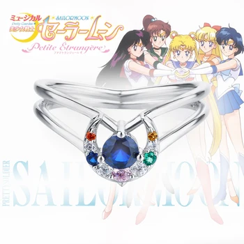 Sailor Moon Tsukino Usagi 925 Sterling Silver Priateľka Valentine Narodeninám Ženy, Svadobné Zásnubný Prsteň